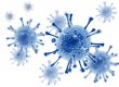 Image of blue viruses on white background. Signifies immunosuppressive side effects of drugs during COVID-19.